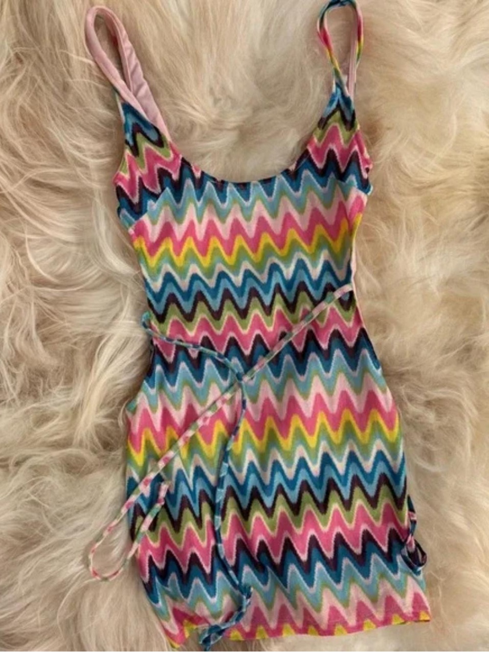 Poster Girl Wavy Thoughts Multicolor Stitch Mini Dress